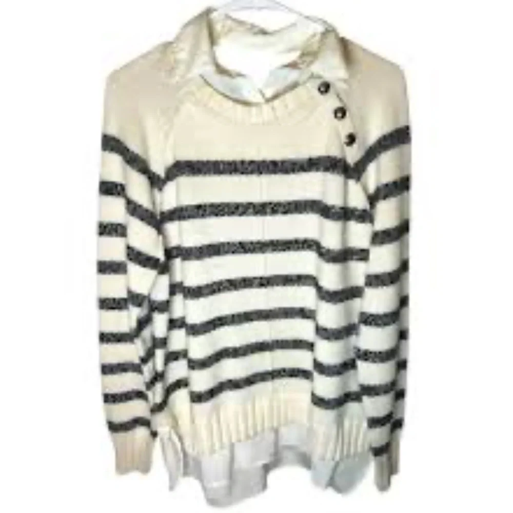 Lauren Ralph Lauren Cream Black Nautical Striped Sweater + RalphLauren Gift Box
